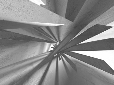 Geometrik beton mimari arka plan. 3D render illüstrasyon