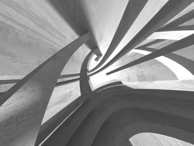 Geometrik beton mimari arka plan. 3D render illüstrasyon