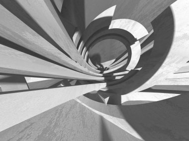 Beton mimari arka plan. Soyut boş karanlık oda. 3D render illüstrasyon