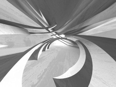 Geometrik beton mimari arka plan. 3D render illüstrasyon