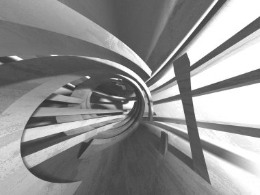 Geometrik beton mimari arka plan. 3D render illüstrasyon