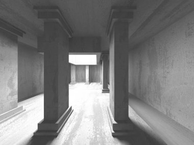 Geometrik beton mimari arka plan. 3D render illüstrasyon