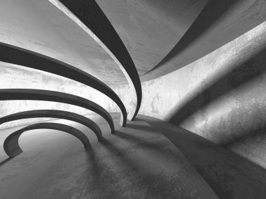 Beton mimari arka plan. Soyut boş karanlık oda. 3D render illüstrasyon