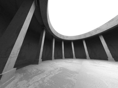 Geometrik beton mimari arka plan. 3D render illüstrasyon