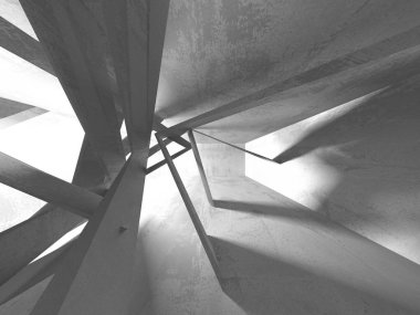 Beton mimari arka plan. Soyut boş karanlık oda. 3D render illüstrasyon