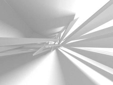 Soyut modern beyaz mimari arka planı. 3d resimleme