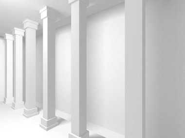Soyut modern beyaz mimari arka planı. 3d resimleme