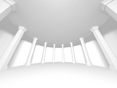 Soyut modern beyaz mimari arka planı. 3d resimleme