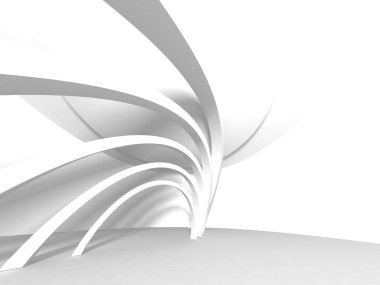 Soyut modern beyaz mimari arka planı. 3d resimleme