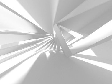 Fütüristik beyaz mimari tasarım arka plan. 3D render illüstrasyon