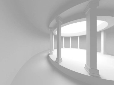 Soyut modern beyaz mimari arka planı. 3d resimleme