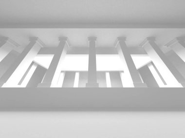 Beyaz Mimarlık inşaat Modern iç arka plan. 3D render illüstrasyon