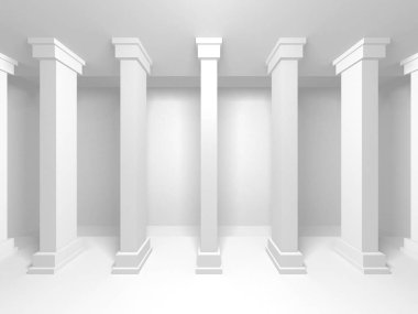 Fütüristik beyaz mimari tasarım arka plan. 3D render illüstrasyon