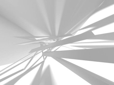 Fütüristik beyaz mimari tasarım arka plan. 3D render illüstrasyon