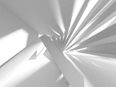 Beyaz Mimarlık inşaat Modern iç arka plan. 3D render illüstrasyon