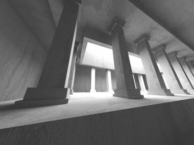 Geometrik beton mimari arka plan. 3D render illüstrasyon