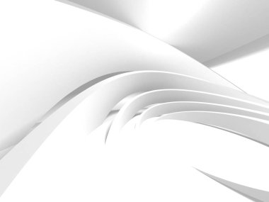 Fütüristik beyaz mimari tasarım arka plan. 3D render illüstrasyon