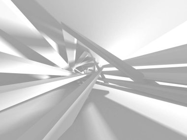 Fütüristik beyaz mimari tasarım arka plan. 3D render illüstrasyon