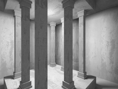 Geometrik beton mimari arka plan. 3D render illüstrasyon