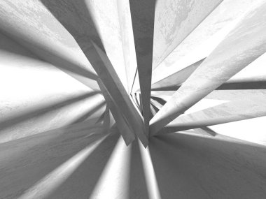 Geometrik beton mimari arka plan. 3D render illüstrasyon