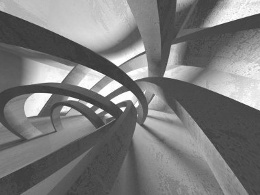 Geometrik beton mimari arka plan. 3D render illüstrasyon