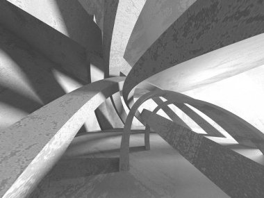 Karanlık Bodrum boş odası iç. Beton duvarlar. Mimari arka plan. 3D render illüstrasyon