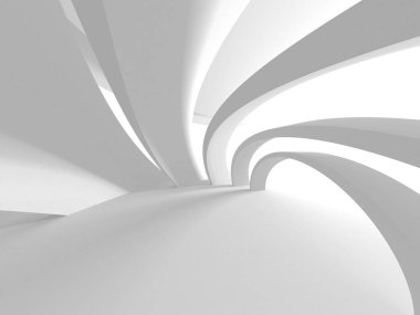 Fütüristik beyaz mimari tasarım arka plan. 3D render illüstrasyon