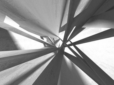 Karanlık Bodrum boş odası iç. Beton duvarlar. Mimari arka plan. 3D render illüstrasyon