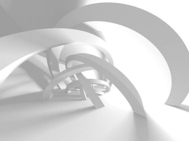 Soyut modern beyaz mimari arka planı. 3d resimleme