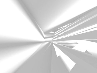 Beyaz Mimarlık inşaat Modern iç arka plan. 3D render illüstrasyon