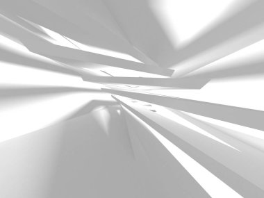 Fütüristik beyaz mimari tasarım arka plan. 3D render illüstrasyon