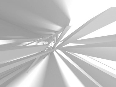 Beyaz Mimarlık inşaat Modern iç arka plan. 3D render illüstrasyon