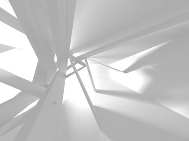 Soyut modern beyaz mimari arka planı. 3d resimleme