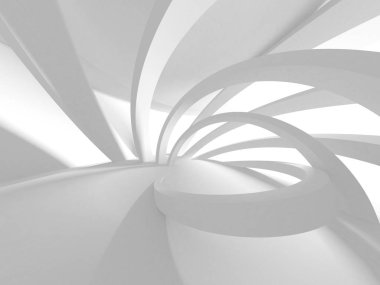 Fütüristik beyaz mimari tasarım arka plan. 3D render illüstrasyon