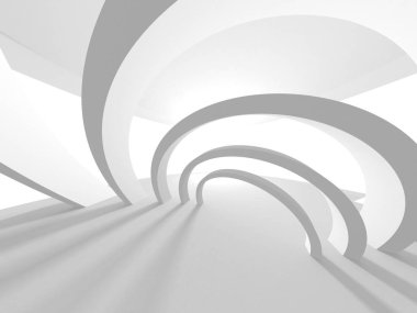 Fütüristik beyaz mimari tasarım arka plan. 3D render illüstrasyon