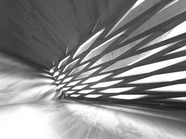 Geometrik beton mimari arka plan. 3D render illüstrasyon