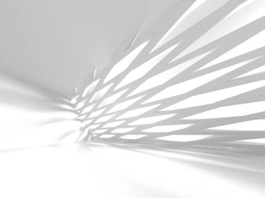 Fütüristik beyaz mimari tasarım arka plan. 3D render illüstrasyon