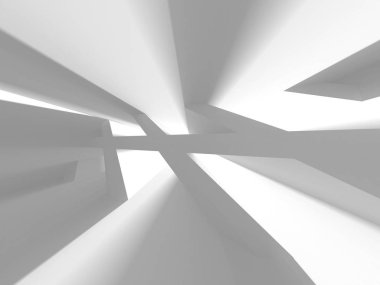 Beyaz Mimarlık inşaat Modern iç arka plan. 3D render illüstrasyon