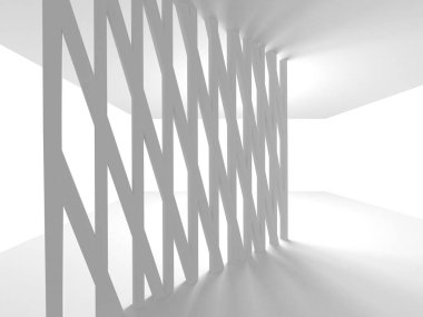 Beyaz Mimarlık inşaat Modern iç arka plan. 3D render illüstrasyon