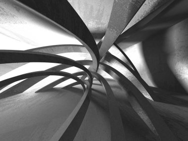 Geometrik beton mimari arka plan. 3D render illüstrasyon