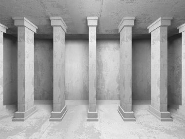 Geometrik beton mimari arka plan. 3D render illüstrasyon