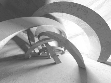 Geometrik beton mimari arka plan. 3D render illüstrasyon