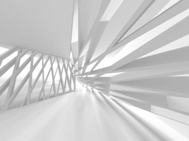 Beyaz Mimarlık inşaat Modern iç arka plan. 3D render illüstrasyon