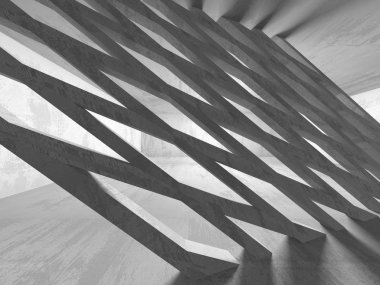 Beton mimari arka plan. Soyut boş karanlık oda. 3D render illüstrasyon