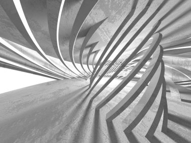 Boş karanlık beton Oda mimari 3d arka plan.