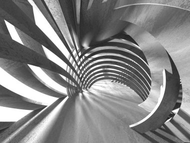 Boş karanlık beton Oda mimari 3d arka plan.