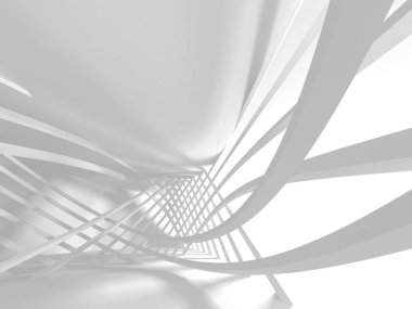 3D illüstrasyon soyut modern beyaz render mimari arka plan.  
