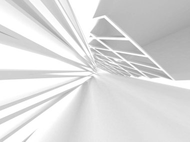 3D illüstrasyon soyut modern beyaz render mimari arka plan.  