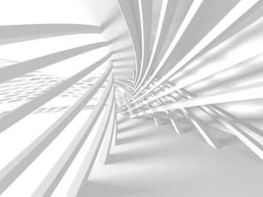 Beyaz Mimarlık İnşaat modern 3d render iç arka plan.