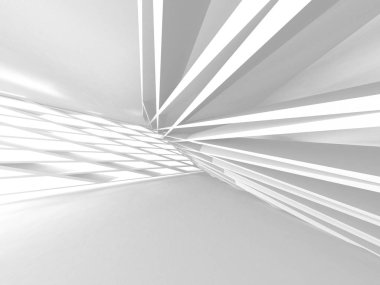 3D render illüstrasyon fütüristik beyaz mimari tasarım arka plan.